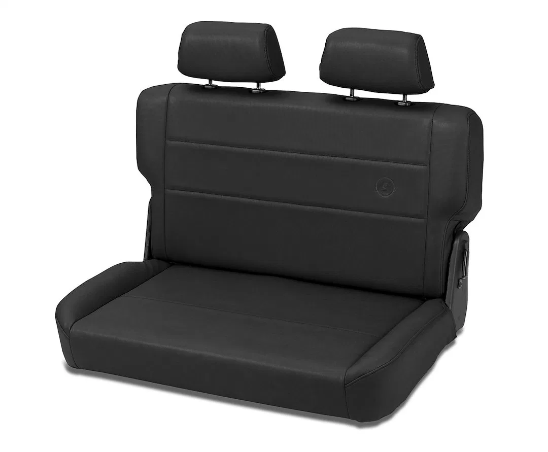 39440-15 – BESTOP Seat, Rear Fold And Tumble Bench Black Denim Vinyl Dual Adjustable Headrest Brackets Included
